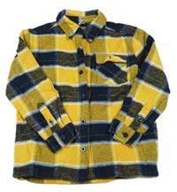Tmavomodro-žluto-bílá kostkovaná flanelová košile Topolino