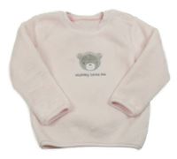 Světlerůžová chlupatá mikina s medvídkem Nutmeg