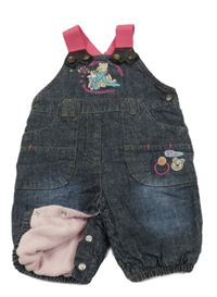 Tmavomodré podšité laclové rifle s medvídkem Pú C&A