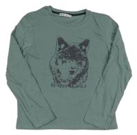 Zelenošedé triko s vlkem NPO kid