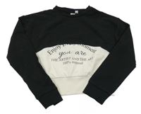 Čierno-biela crop mikina s nápisom Miniconf