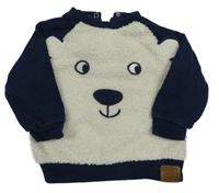 Tmavomodro-béžová mikina s medvedíkom C&A