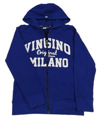Kobaltově modrá propínací mikina s nápisem a kapucí Vingino 