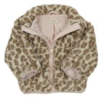 Hnědo-smetanová vzorovaná chlupatá zateplená bunda F&F