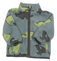 Sivá fleecová prepínaci mikina s dinosaurami George
