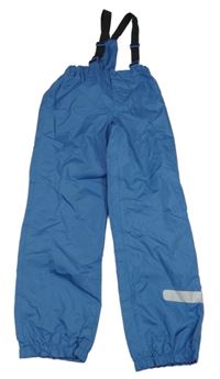 Modré nepromokavé laclové podšité kalhoty s kšandami Alive