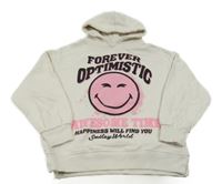 Bílá oversize mikina se smajlíkem a kapucí Zara