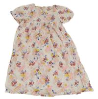 Biele kvietkovane plátenné midi šaty H&M