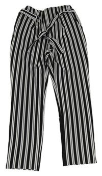 Čierno-biele pruhované voľné é nohavice s opaskom River Island