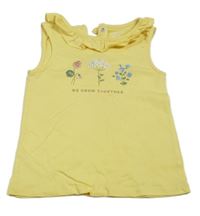 Žltý top s kvietkami a volánikmi C&A