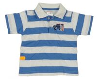 Modro-bílé pruhované polo tričko s autem 