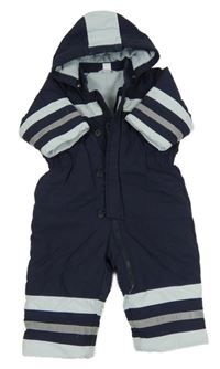 Tmavo-svetlomodrá šušťáková zimná kombinéza s kapucňou H&M