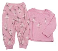 Ružové plyšové pyžama s baletkami zn. PRIMARK