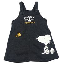 Čiernošedé melírované teplákové šaty so Snoopym PEANUTS