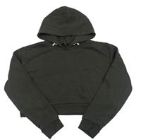 Tmavosivá crop mikina s kapucňou New Look
