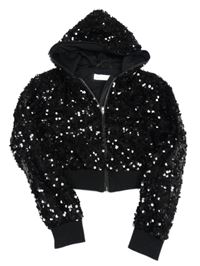 Černý flitrový podzimní crop bomber s kapucí H&M