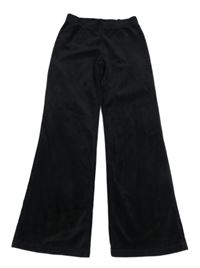 Černé flare plyšové kalhoty H&M