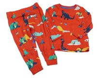 Červené pyžamo s dinosaury s vánočním motivem M&S