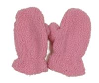 Růžové huňaté huňaté rukavice zn. H&M