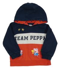 Tmavomodro-bielo-červená mikina s Peppa Pig a kapucňou character