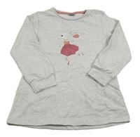 Svetlosivá melírovaná tepláková šatová tunika s myškou/baletkou Kiki&Koko