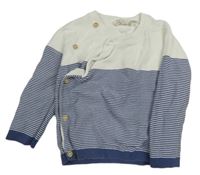 Modro-biely pruhovaný prepínaci zavinovací sveter lupilu