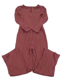 Vínovohnědý žebrovaný úpletový kalhotový overal George