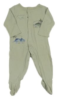 Světleolivový overal s dinosaurami Tu