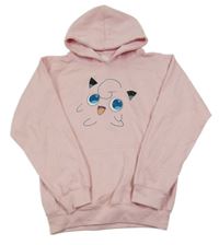 Svetloružová mikina s potlačou a vreckom a kapucňou aykiz