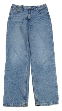 Modré plesňové relaxed fit waist tapered leg rifle H&M