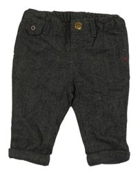 Černo-šedé melírované vzorované chino podšité kalhoty C&A