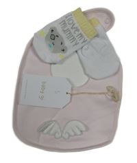 Nové - 2Set - Světlerůžový bryndák s křídly baby gi + bílo/žluté ponožky s Me to You