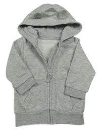 Sivá melírovaná prepínaci mikina s kapucňou s uškami George