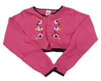 Tmavorůžovo-černé propínací svetrové bolérko s kvietkami tuc tuc