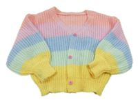 Farebný pruhovaný rebrovaný prepínaci oversize crop sveter SHEIN