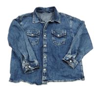 Modrá šisovaná rifľová košeľová bunda LC WaIKIKI