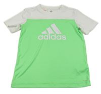 Křiklavě zeleno-bílé funkční tričko Adidas