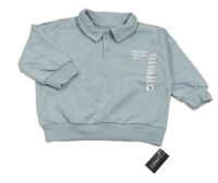 Nové - světlemodrošedá oversize mikina s nápismi a číslom a golierikom St. Bernard