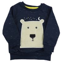 Tmavomodrá melírovaná mikina s medvídkem PRIMARK