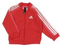Červeno-růžovo-bílá propínací sportovní mikina Adidas