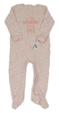 Nové - světlerůžový overal s nápisy a srdíčky Matalan