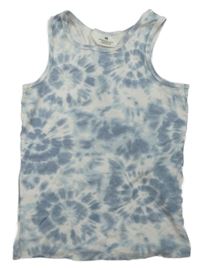 Bielo-modrý batikovaný rebrovaný top H&M