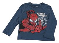 Tmavomodré triko se Spider-manem z překlápěcích flitrů C&A