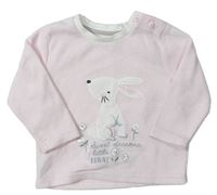 Ružové fleecové pyžamové tričko s králikom Early Days