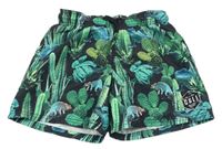 Černo-zelené plážové kraťasy s kaktusy a zvířátky H&M
