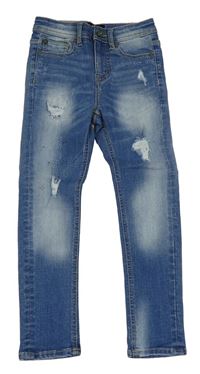 Modré skinny rifle s vyšúchaním