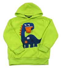 Limetková fleecová mikina s dinosaurem a kapucí Kiki&Koko