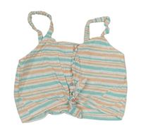 Bielo-tyrkysovo-marhuľový pruhovaný crop top