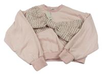 Ružová crop mikina so vzorovanou mašlou River Island