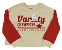 Nové - Béžovo-červené mikinotriko s nápisom zn. Next